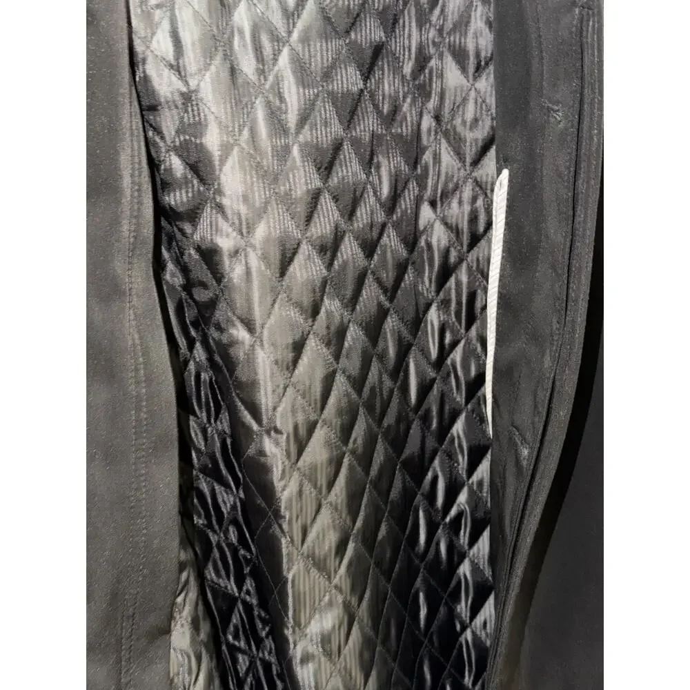 Joseph Abboud Black Quilted Lined Trench Car Coat Size 46R